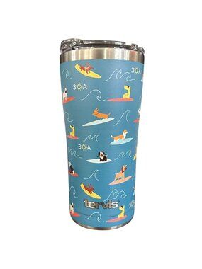 Tervis Tumbler 20oz Stainless Steel Dogs Surfing with Lid Florida Beaches